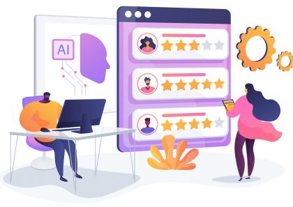 AI-Powered Predictive Customer Sentiment Analysis abstract concept vector illustration. Customer Service. Emotions prediction with artificial intelligence. AI Technology. abstract metaphor.